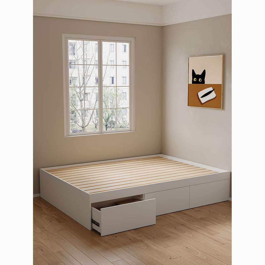 榻榻米小户型卧室简约现代床头柜板式踏踏实木塌塌米床省空间单人