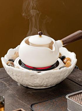 秦艺围炉煮茶全套室内家用煮茶器泡茶壶电陶炉烤茶煮茶壶套装手绘