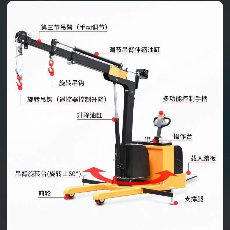 站驾全电动旋转吊车YLF01移动站驾式电动小吊机全电动单臂吊模具