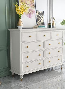 美式轻奢白色实木卧室九斗柜现代简约玄关门口客厅收纳储物抽屉柜