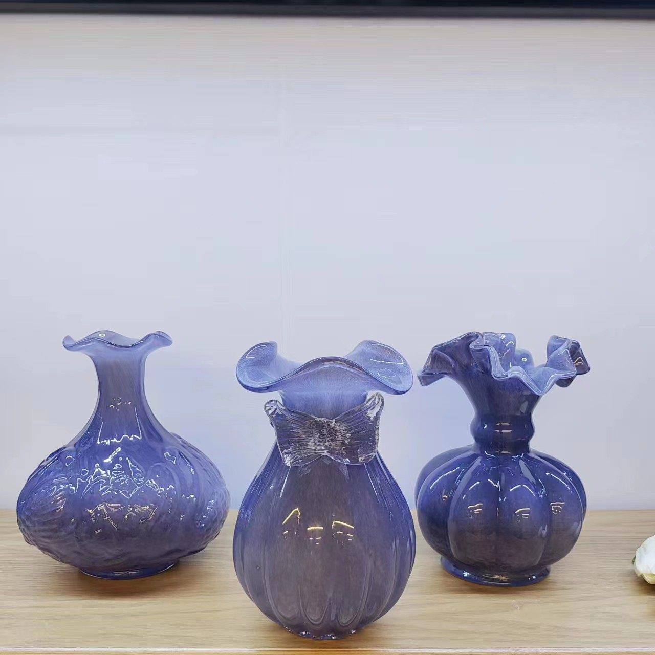 轻奢高档吹制紫色芬顿玻璃花瓶摆件创意鲜花水培花插国风花瓶