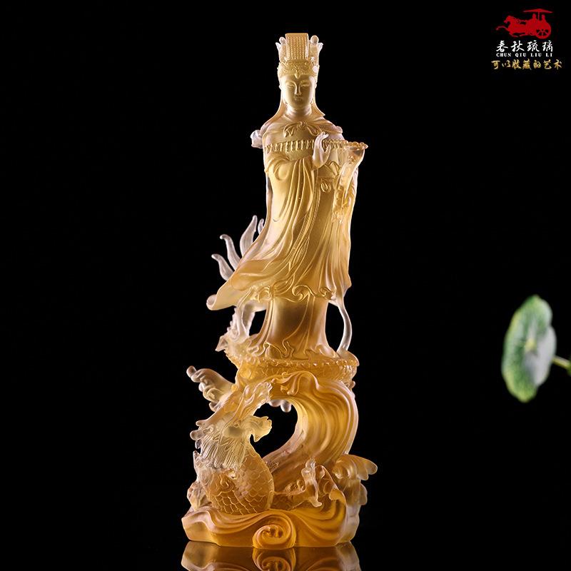 23厘米琉璃妈祖娘娘神像圣母菩萨天后娘娘神像家居供奉摆件