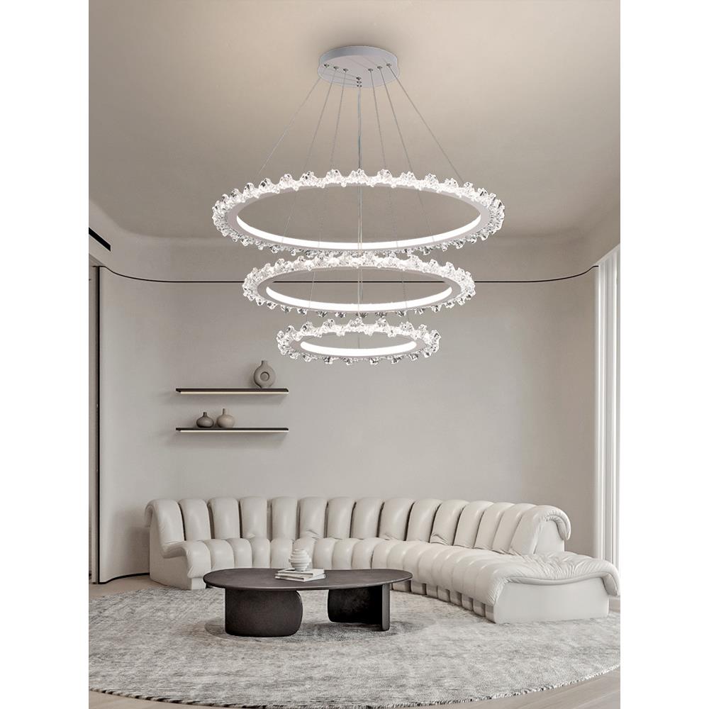 客厅吊灯意式轻奢设计师2024新款冰花简约现代别墅大厅主灯具