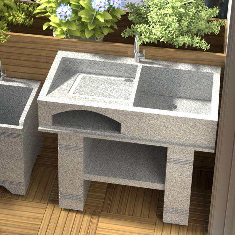 室外大理石洗衣池带搓衣板家用户外庭院露台拼接洗手台盆石头水槽