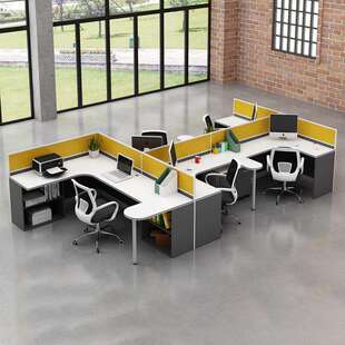 职员办公桌5人位简约现代屏风卡座办公桌椅组合五7人工位带主管位