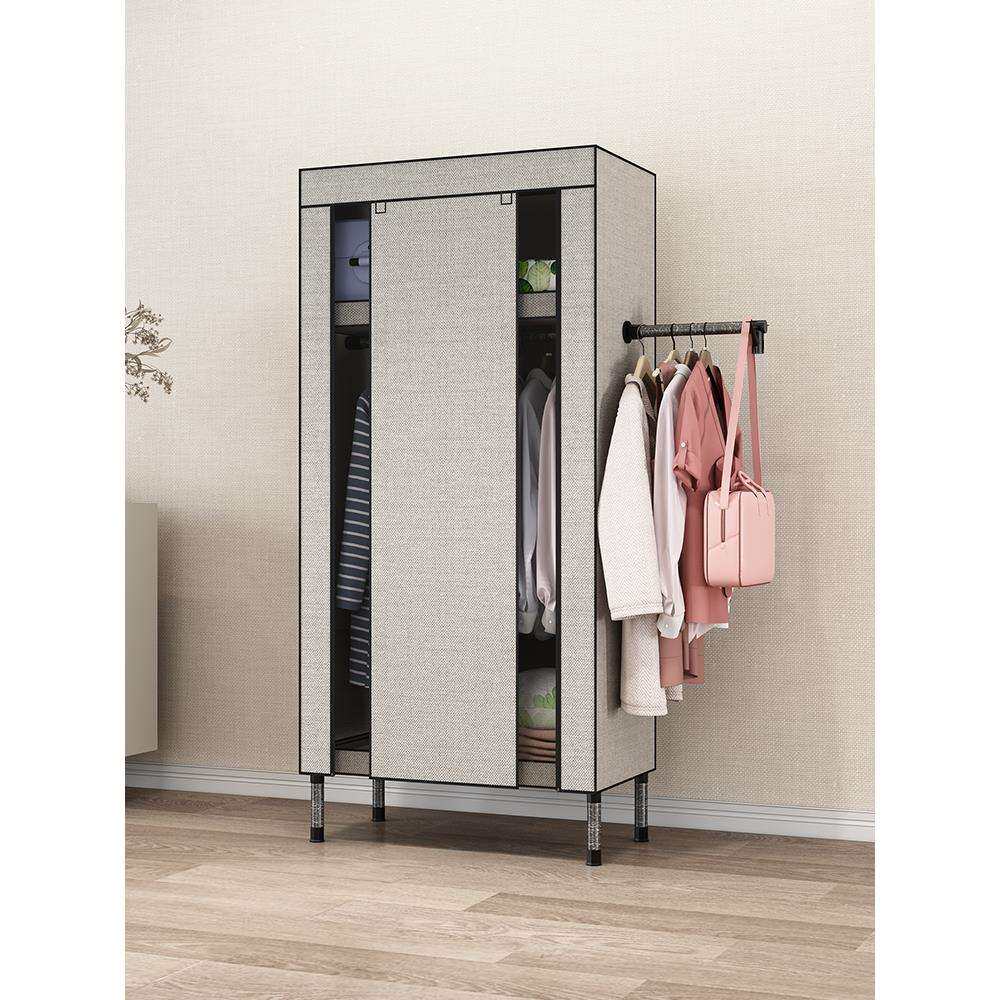 简易布衣柜现代简约全钢架出租房家用卧室收纳组装收纳储物挂衣橱