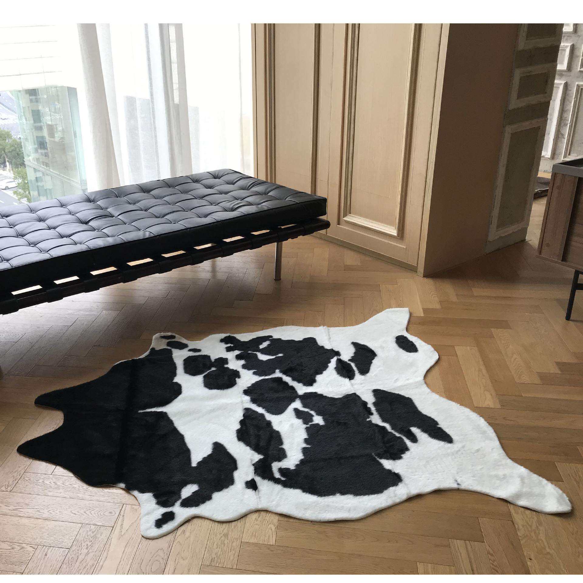 黑白奶牛地垫飘窗垫客厅卧室垫子动物纹系列民宿rugs