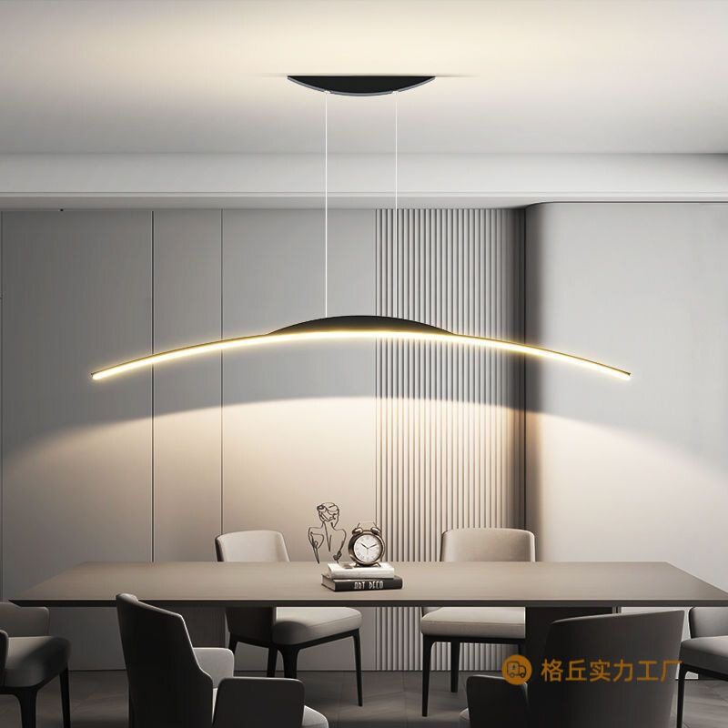 北欧意式极简现代简约工作室一字长条饭厅餐桌设计师吧台餐厅吊灯