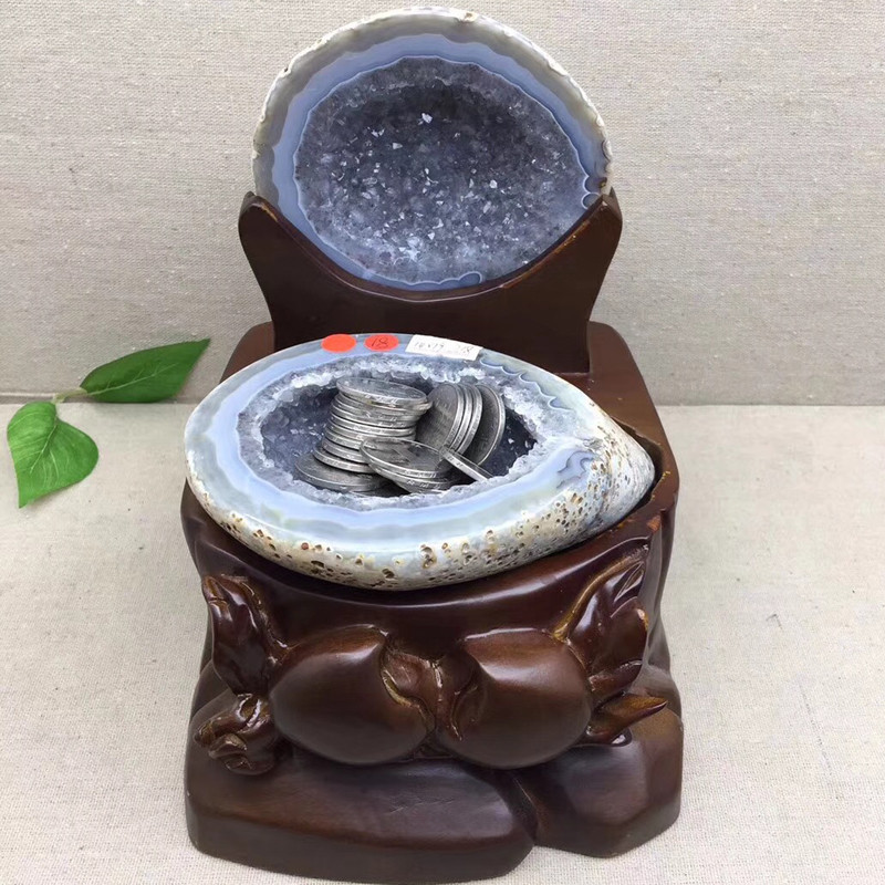 高档天然紫水晶聚宝盆摆件