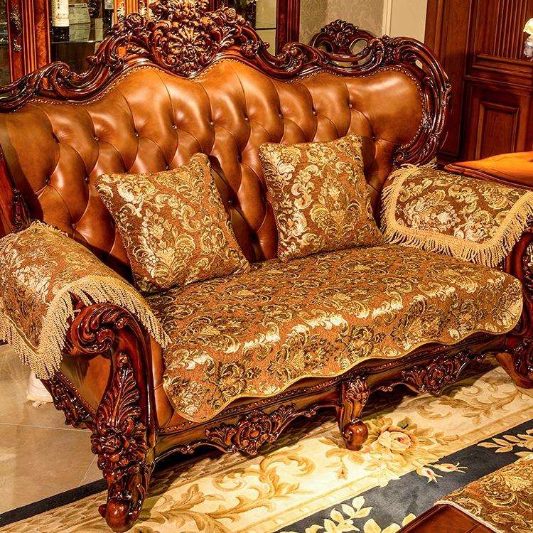 欧式沙发套罩轻奢感皮沙发垫子24新款防滑盖布扶手巾四季aω