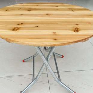杉木圆桌实木折叠学校饭堂食堂大排档大圆台配脚架1米1.2米厂直J^