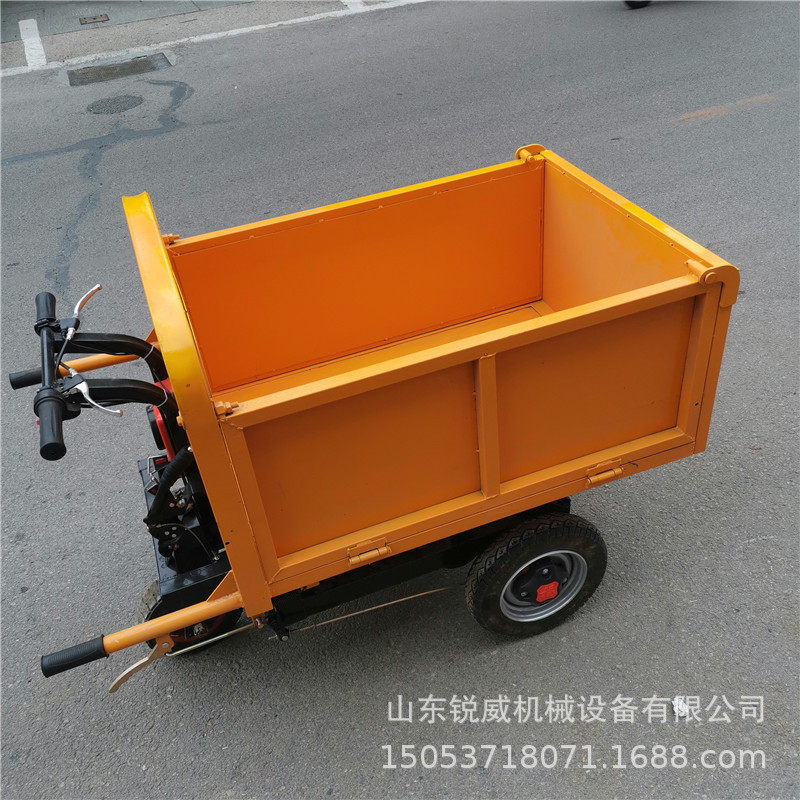 工地用手推搬运车水泥砂浆拉砖车电动手推车三开门方斗灰斗车