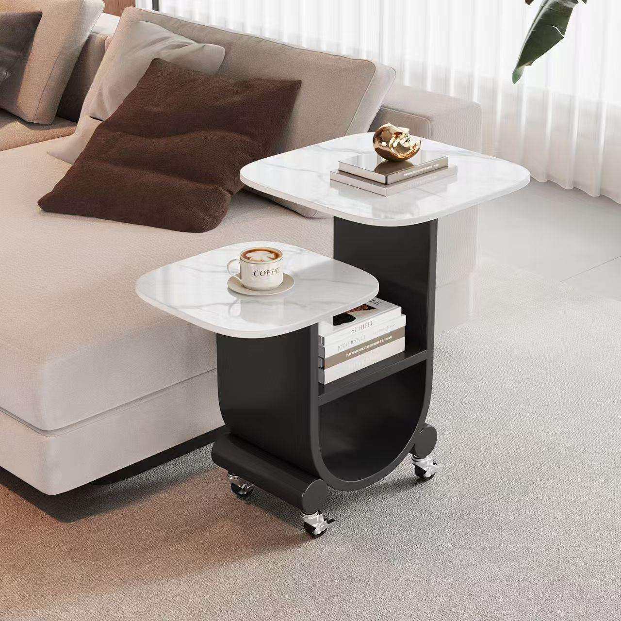 2025新款轻奢高级感现代简约可移动茶几客厅家用小户型边几带滑轮