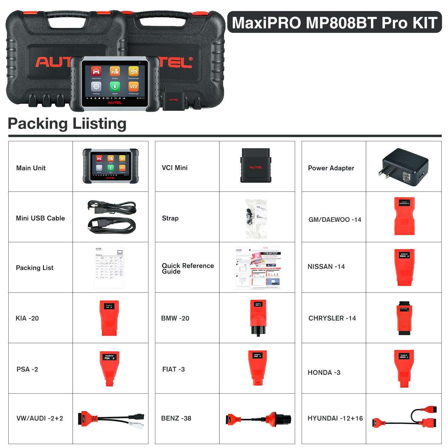 道通AUTELMP808BTPROKIT汽车诊断仪检测电脑ECU解码故障清除