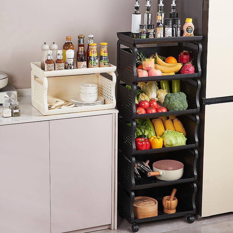 家用多功能收纳果蔬小推车厨房多层水果蔬菜置物架落地菜篮子