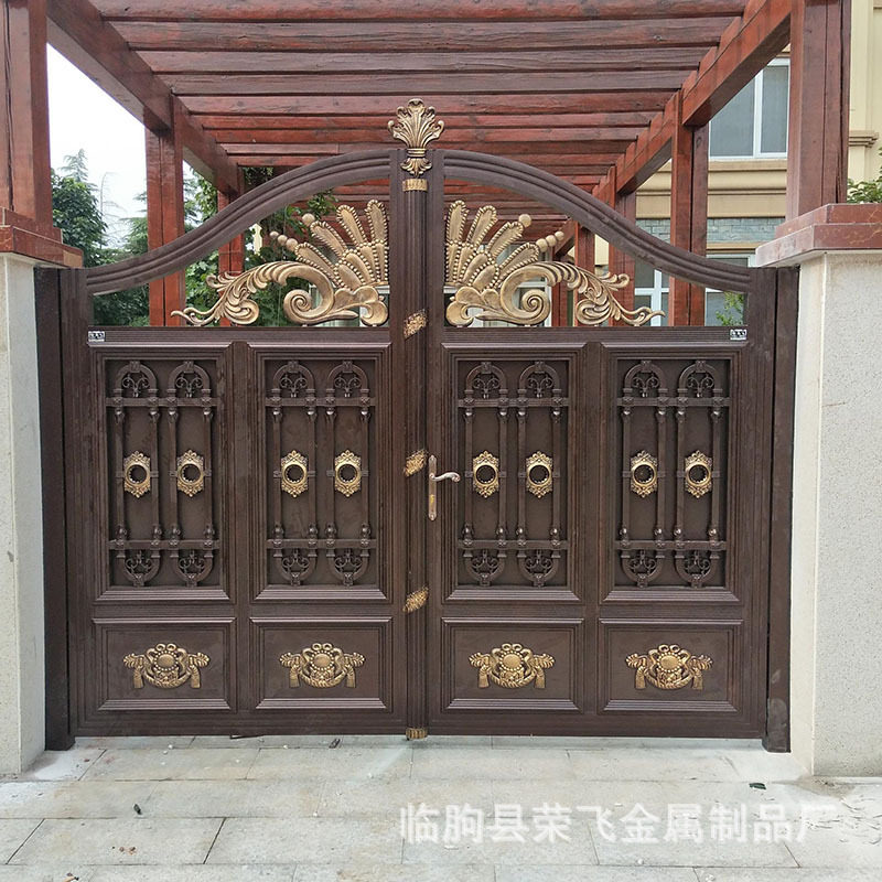 别墅铝艺大门花园小区平开门欧式铝合金农村庭院厂供防盗全铝