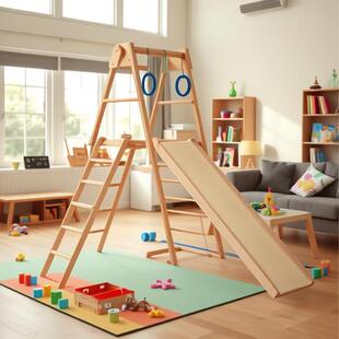 攀爬架实木儿童室内家用多功能宝宝攀岩秋千吊环榉木滑滑梯