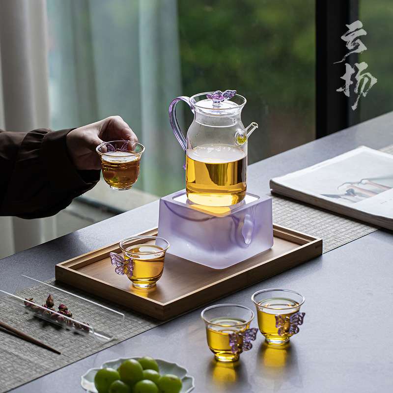 水晶玻璃温茶炉蜡烛暖茶器复古简约日式茶道加热炉子烤煮茶器创意