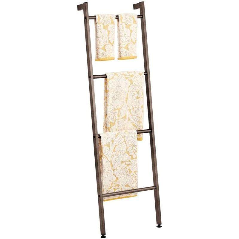 金属壁靠墙装饰浴巾梯子架浴室厨房毛巾毯子可折叠毛巾架