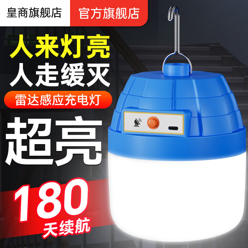 雷达感应灯夜间过道楼梯走廊充电led灯泡免布线人体红外感应灯泡