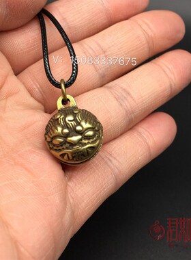 铜器纯铜兽面狮头铜铃铛小号迷你铜铃铛牛狗猫铃铛挂件风铃小铃铛