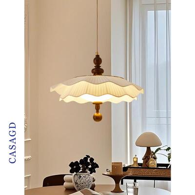 法式中古风创意布艺吊灯奶油风护眼设计师款卧室吧台餐厅灯CASAGD