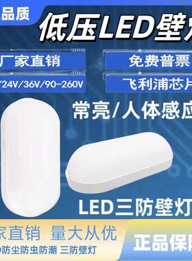 36V48VLED防潮壁灯低压12V24V光控110V127V防水人体雷达感应壁灯