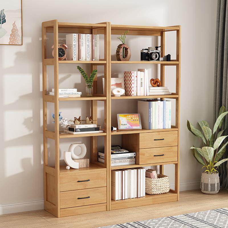 实木置物架书架客厅书房整理架简约落地展示架学生收纳架办公书柜