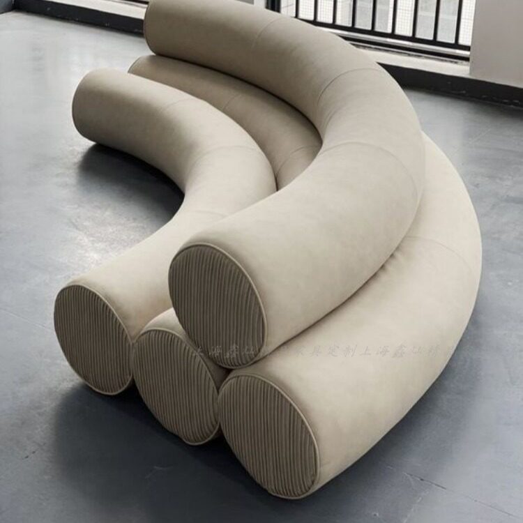 网红款彩虹弧线沙发多人位休闲极简风圆柱异形客厅酒店布艺沙发
