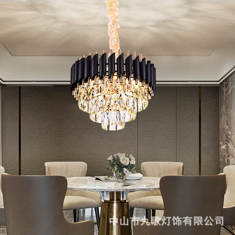 轻奢水晶吊灯现代简约餐厅客厅灯具别墅后现代卧室楼梯间网红灯具