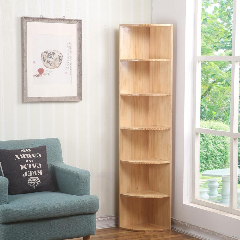 卧室墙角实木角柜置物架三角落地边柜多层扇形转角拐角松木客厅柜