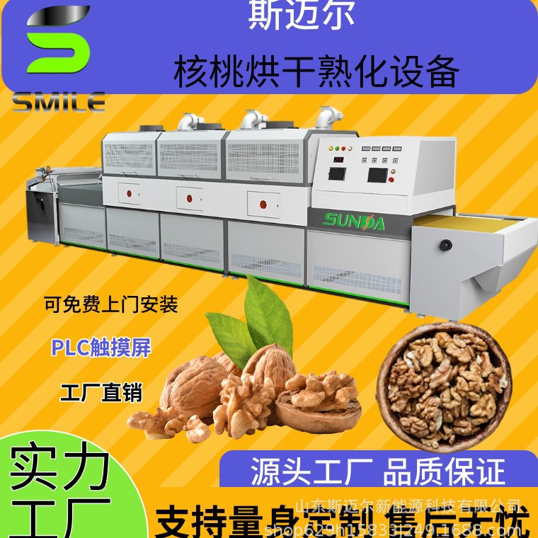 核桃烘干微波设备核桃仁熟化杀虫卵一体机隧道式微波烘干设备