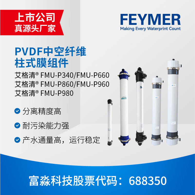 富淼科技直销 超滤膜元件UF膜工业压力式PVDF中空纤维柱式膜组件图片