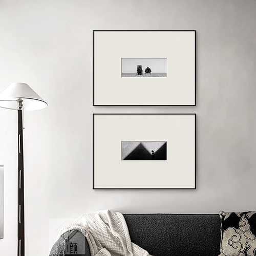铝合金窄边框现代黑白装饰画客厅餐厅玄关卧室挂画照片墙卡纸壁画