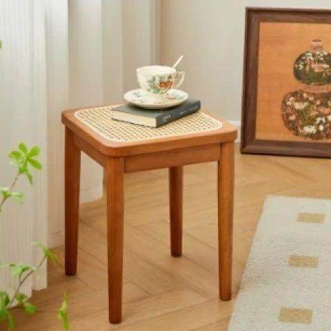 日式风实木凳子可叠放藤编方凳餐凳客厅家用小户型现代简约休闲凳,鲜花速递/花卉仿真/绿植园艺,割草机/草坪机,淘宝优惠券,粉丝福利购,淘宝优惠卷