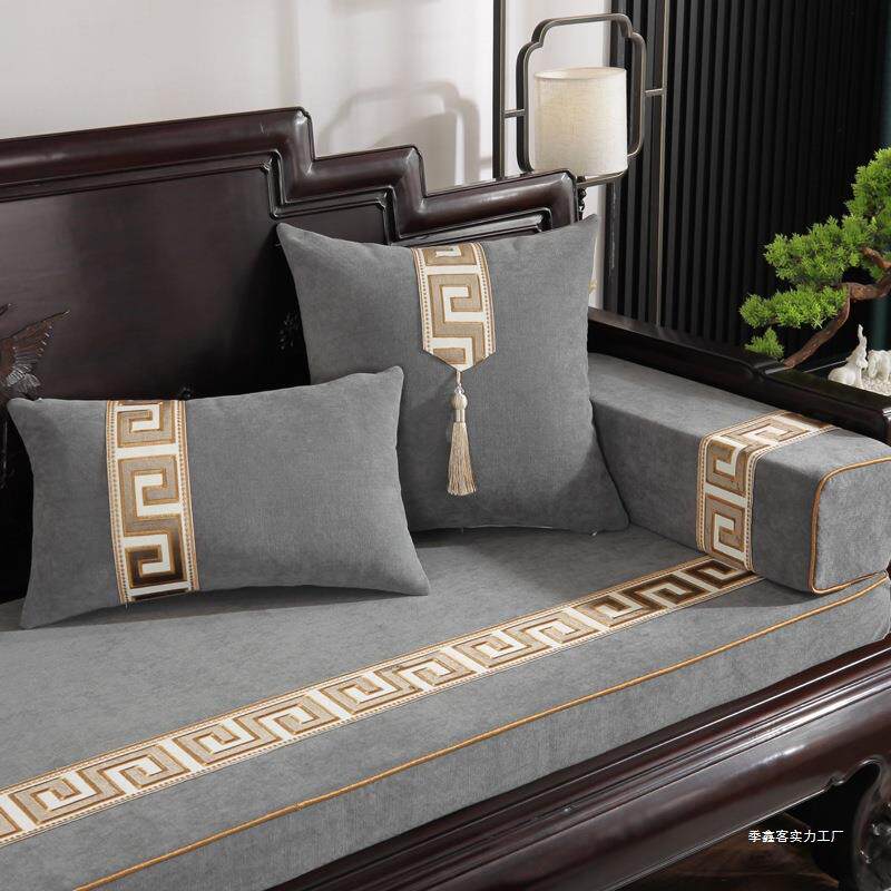 9DDH新中式红实木沙发抱枕套可拆洗靠枕套客厅腰枕床头大号靠