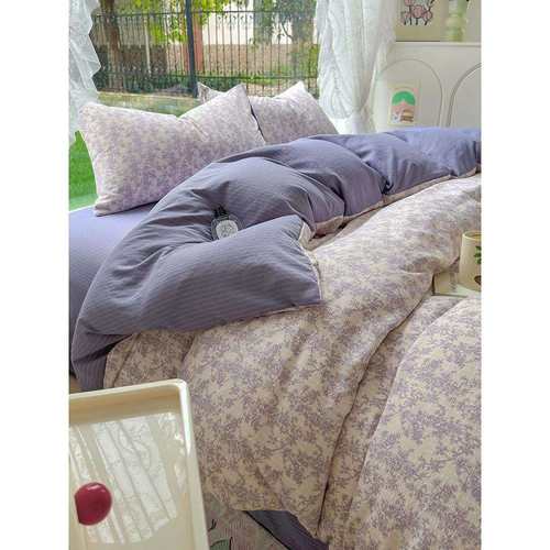 A类四件套床上用品床单被套水洗棉夏床笠被罩学生宿舍单人三件套