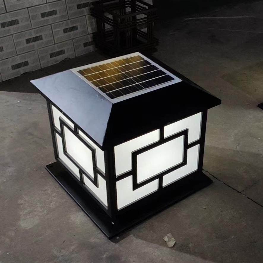 太阳能中字柱头灯60cm40cm大门院墙灯中式led户外防雨围墙墙头灯