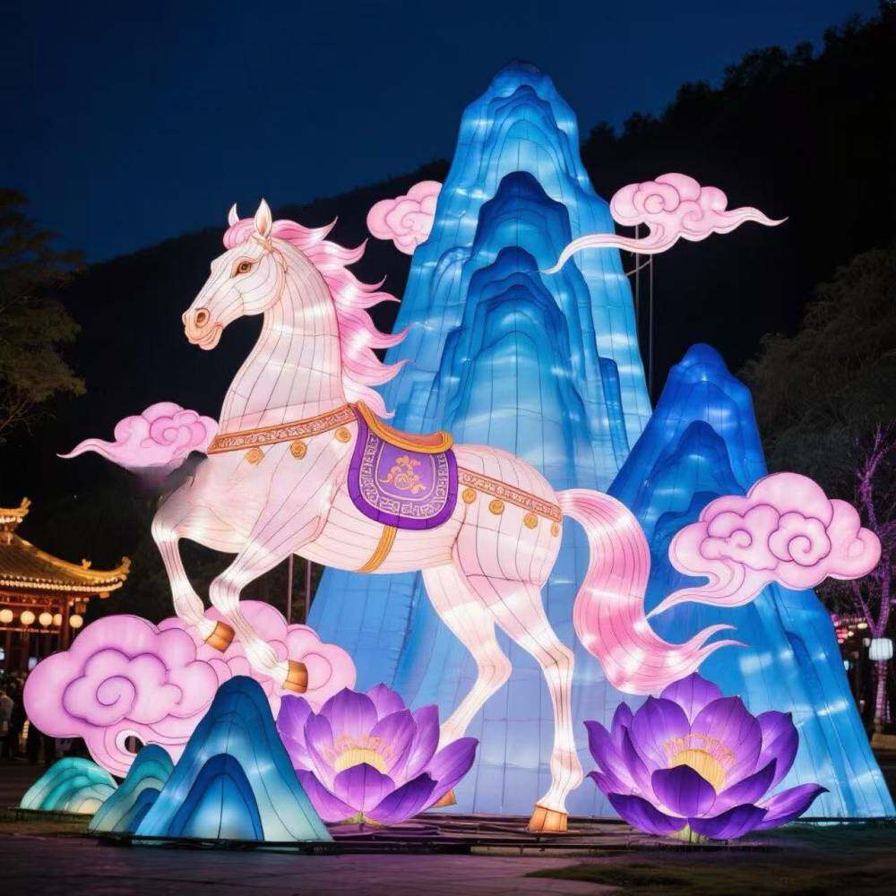 马年春节彩灯展户外大型造型花灯商场街道节日氛围布置道具