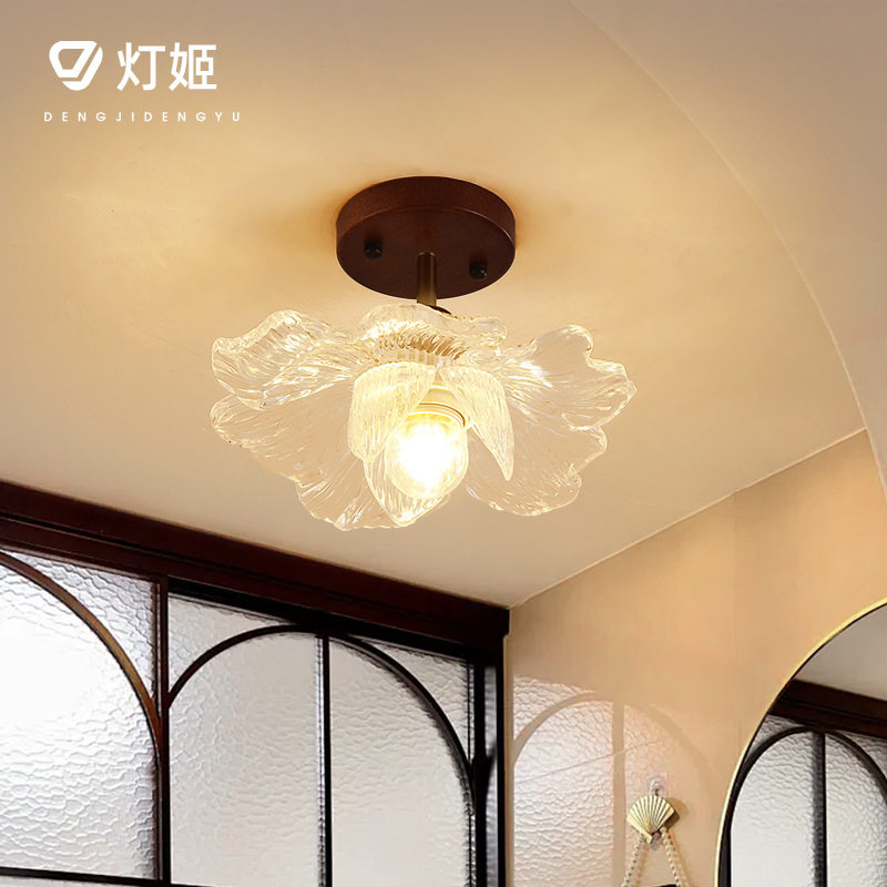 法式过道灯走廊灯具中古风荷叶阳台灯楼梯衣帽间入户玄关吸顶灯