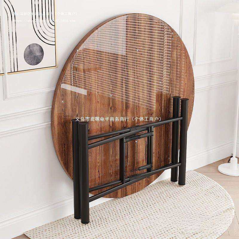 实木折叠餐桌10人15人家用饭店大圆桌带转盘食堂餐馆圆桌面板台面