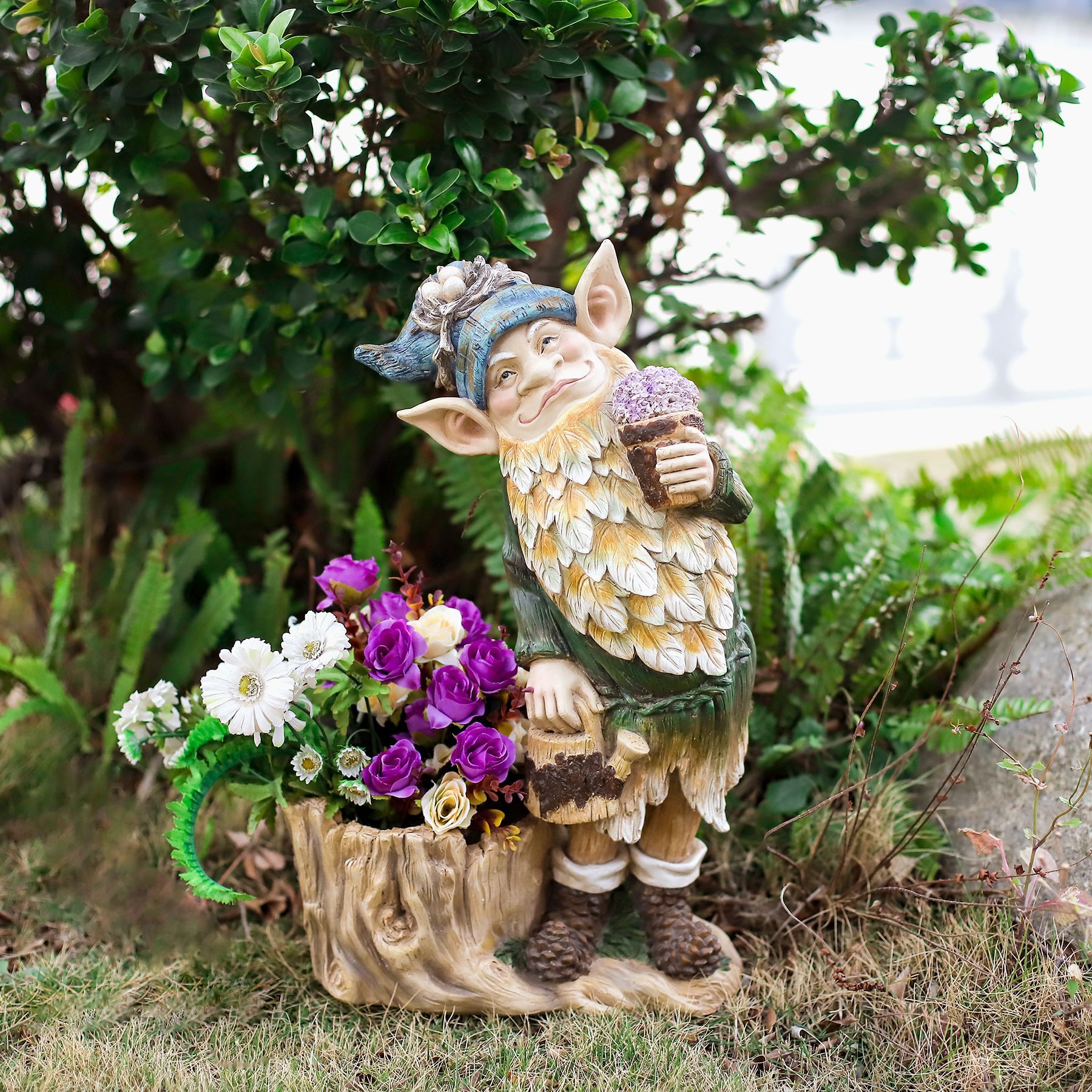 亚马逊户外矮人精灵树脂花缸摆件