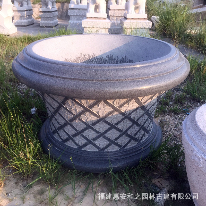石雕花坛花钵酒店门口石雕花盆加工雕刻各种花纹图案