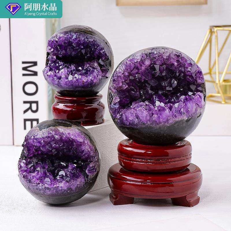 天然紫水晶簇开口笑紫晶洞聚宝盆家居办公装饰紫水晶风水摆件