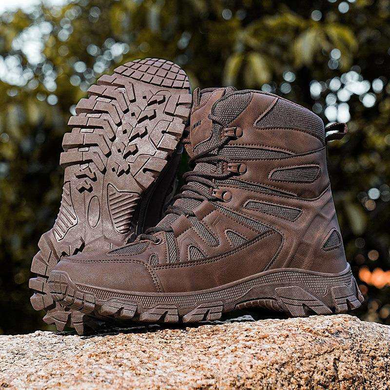 大码新款作战靴男户外防滑飞行靴高帮野战靴徒步登山靴