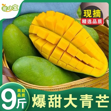 正宗大青芒大芒果青皮越南金煌芒净果9斤新鲜包邮送礼10斤特大果