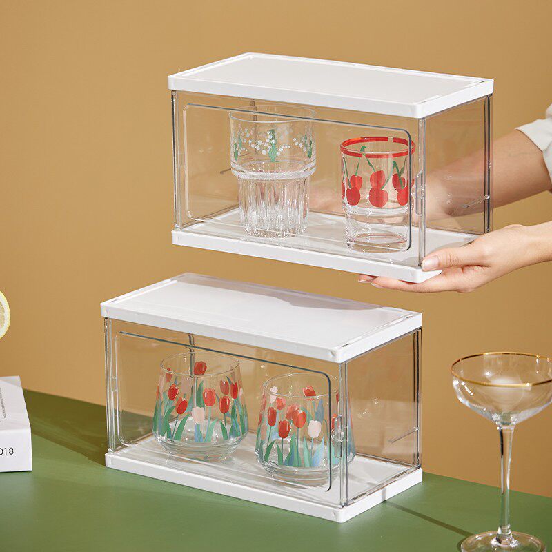 水杯置物架防尘放茶杯架子咖啡杯亚克力办公室桌面收纳盒透明神器