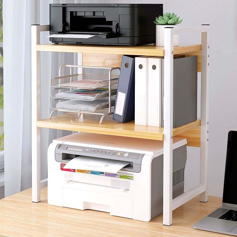 印表机置物架桌面办公室电脑桌多层书桌台面支架收纳放置架子书架