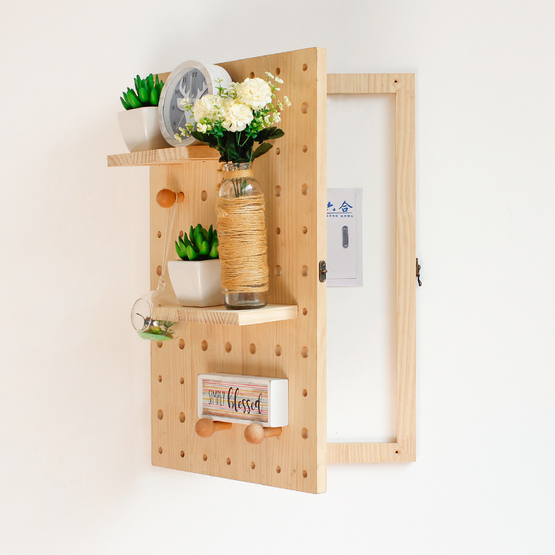 实木洞洞板电表箱装饰信息箱挂钩电箱置物架弱电箱木质变电箱遮挡