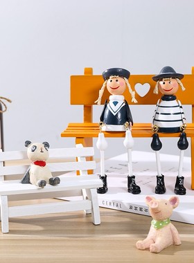 创意桌面迷你摆件木质长椅子凳子造景小摆件拍照道具家居客厅装饰